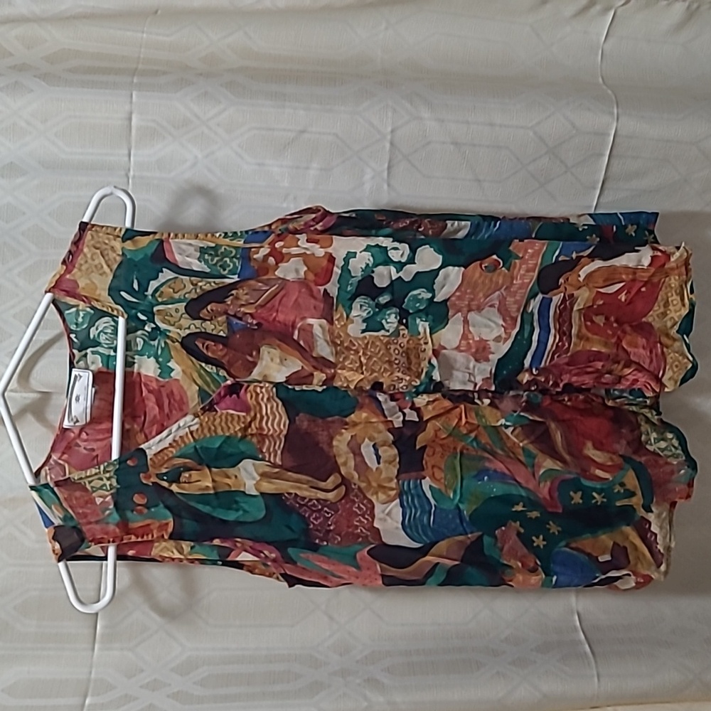 Vintage Tristan & Iseut Colorful Sleeveless Top,Sz L